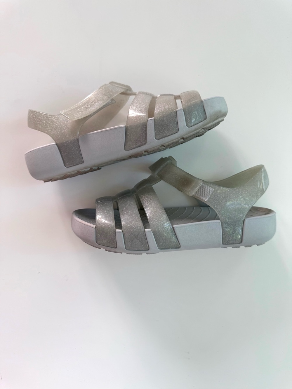 CROCS Kids Isabella Mystic Grey Glitter Sandals Size C13 13 Girls Kids